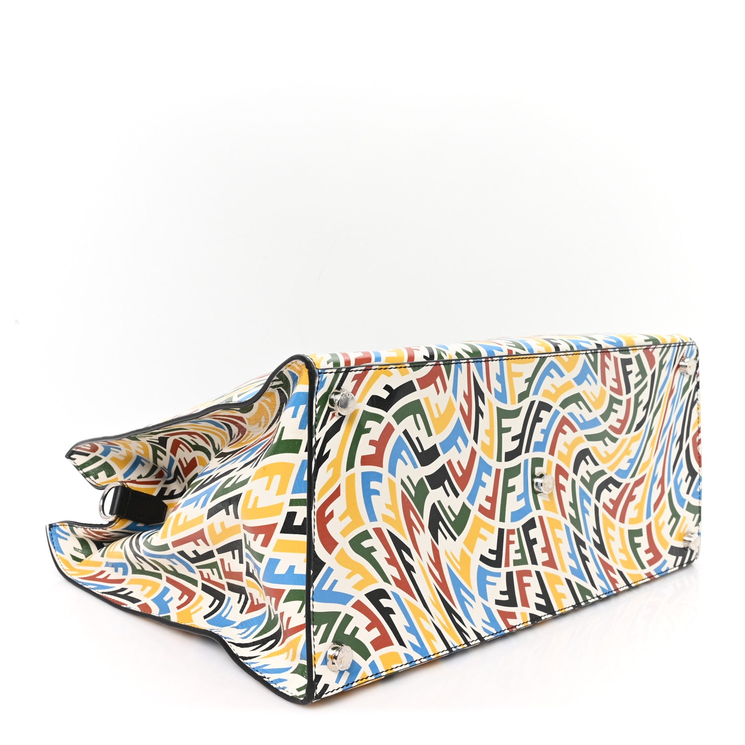 Fendi X SARAH COLEMAN Vitello Grace Light FF Vertigo Shopping Tote White Ice Multicolor 4 of 10