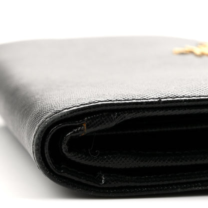 Prada Saffiano Metal Compact Zip Around Wallet Black 9 of 10
