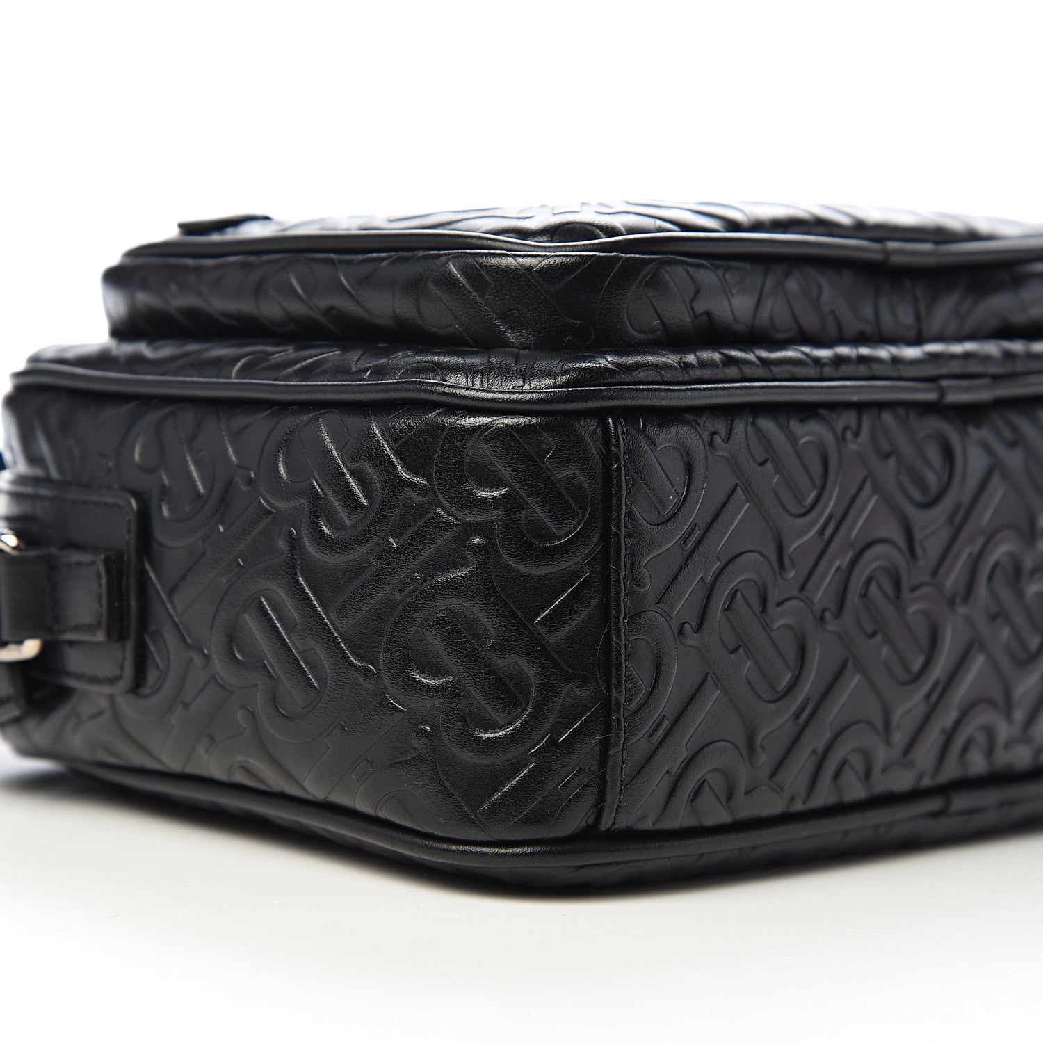 Burberry Calfskin Embossed Monogram Small Camera Bag Black 7 of 9