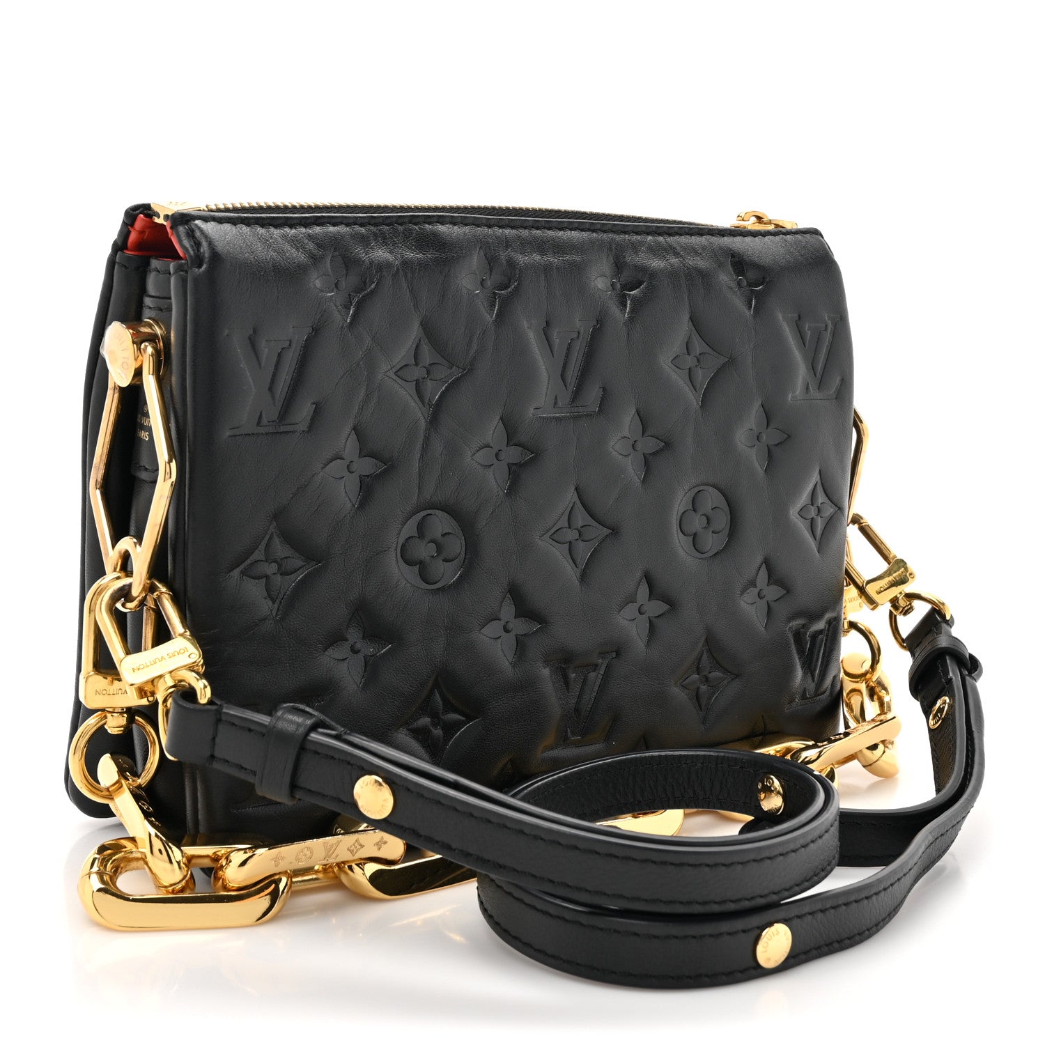 Louis Vuitton Lambskin Embossed Monogram Coussin BB Black 3 of 12