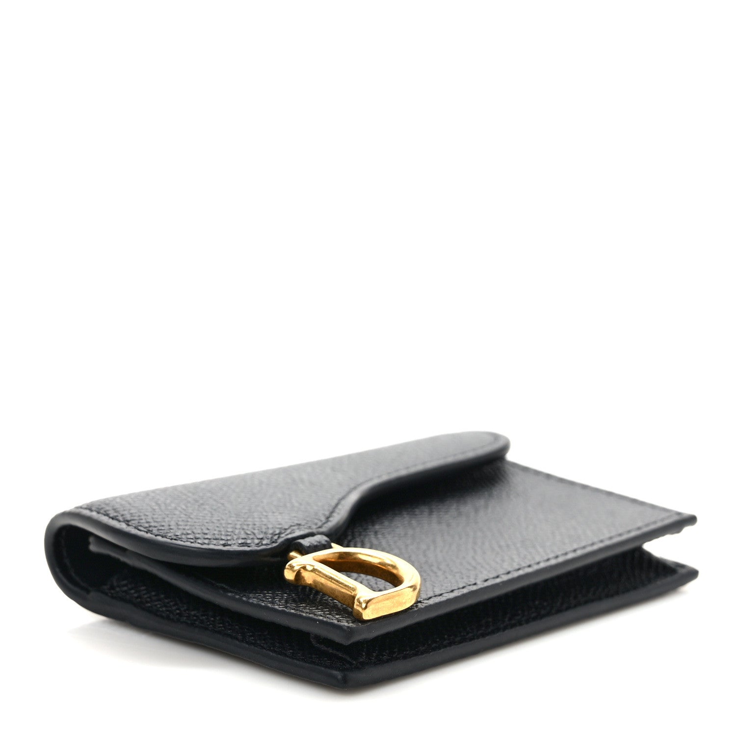 Christian Dior Grained Calfskin Saddle Card Holder Black 4 of 6
