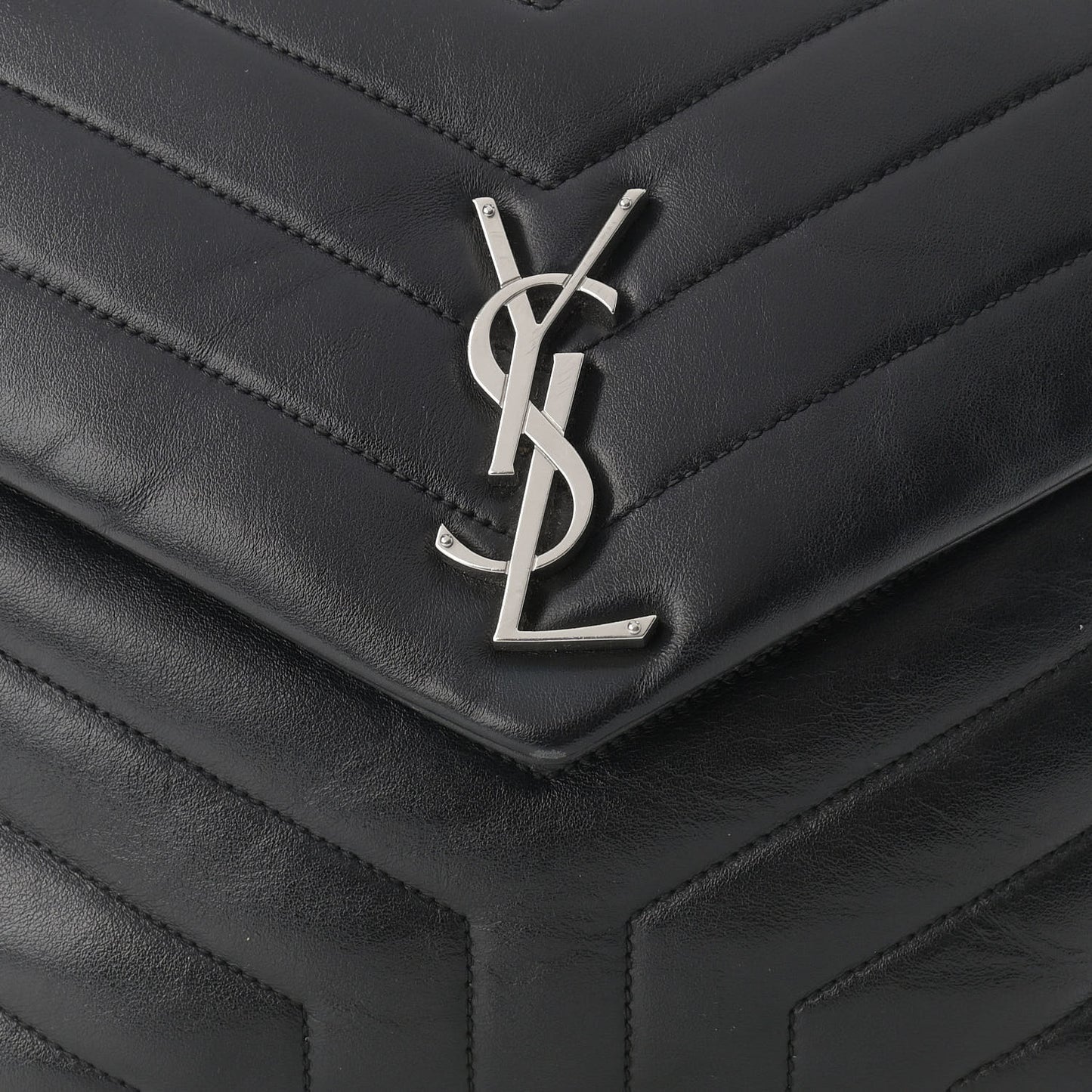 Calfskin Y Quilted Monogram Medium Loulou Chain Satchel Black