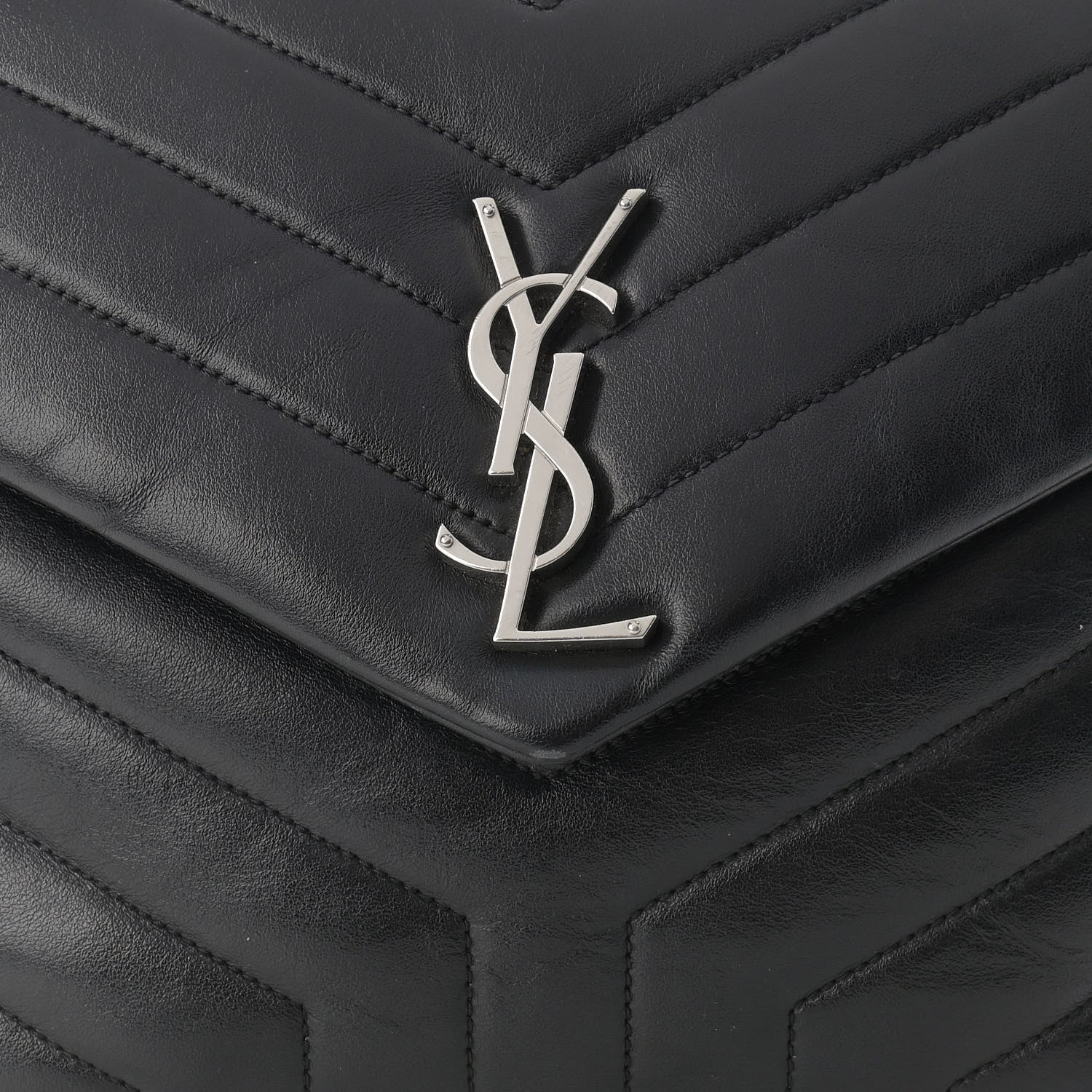 Saint Laurent Calfskin Y Quilted Monogram Medium Loulou Chain Satchel Black 7 of 14