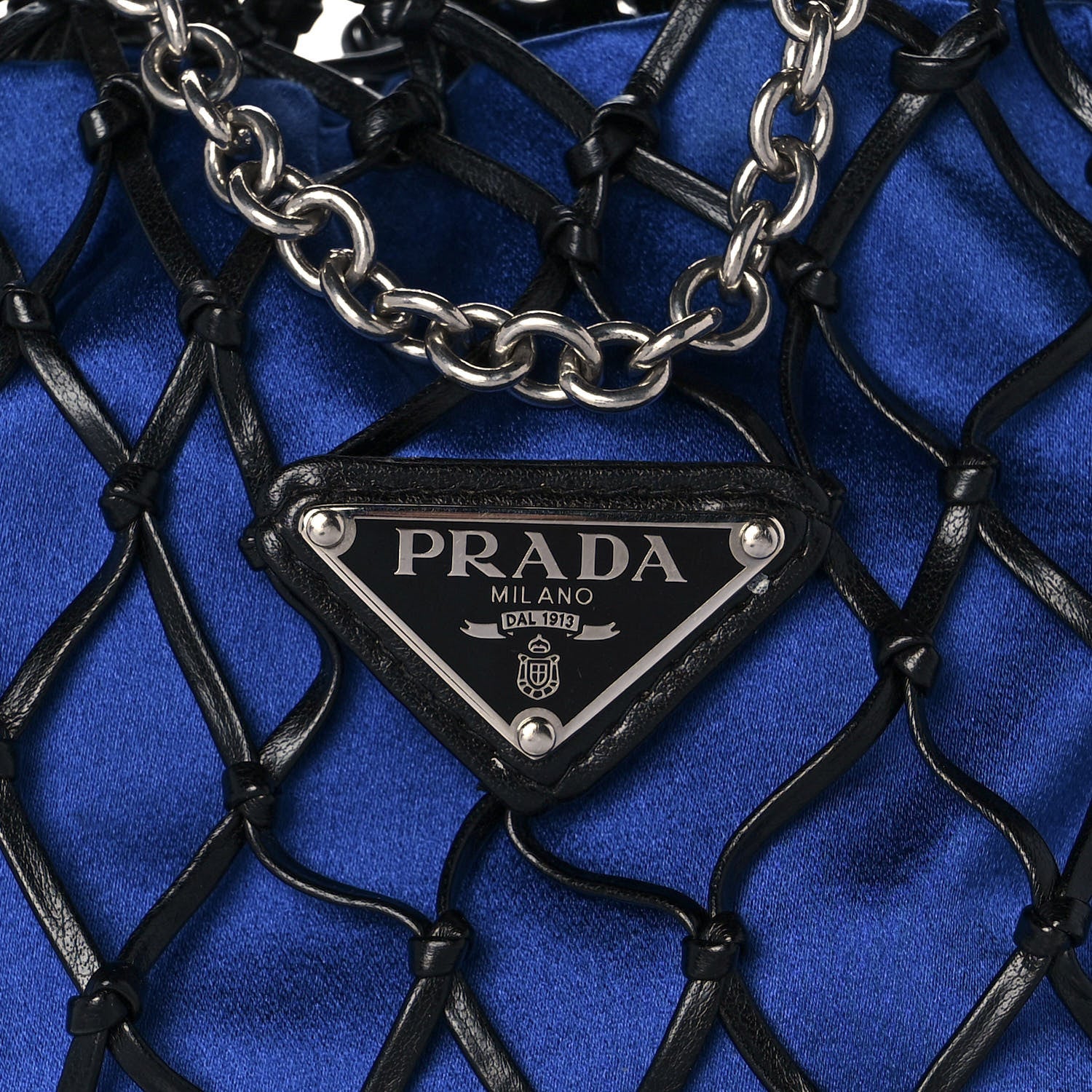 Prada Rete Stampato Bocche Tote Blue Black 6 of 8