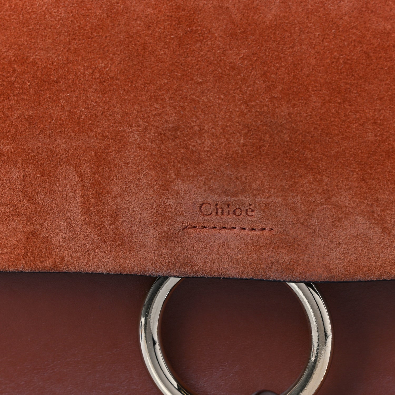 Chloe Suede Calfskin Medium Faye Shoulder Bag Tobacco 11 of 23
