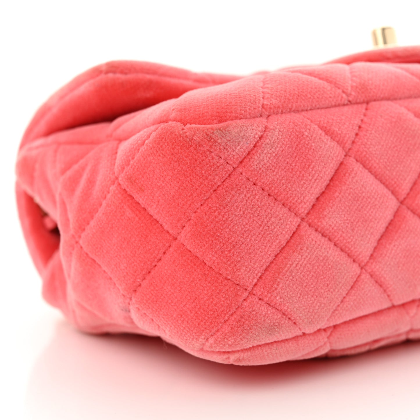 Velvet Quilted Mini Rectangular Pearl Crush Flap Coral