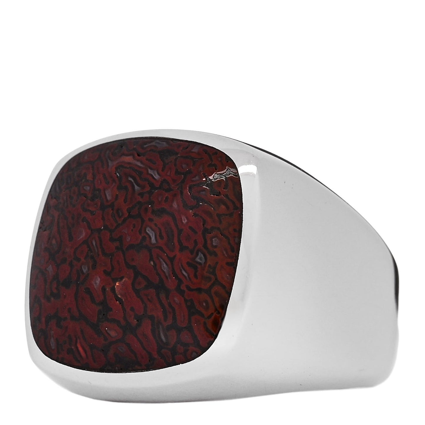 Sterling Silver Fossilized Dinosaur Bone Mens Signet Ring 62 10