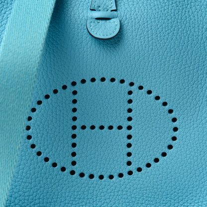 Hermes Taurillon Clemence Evelyne TPM Bleu Du Nord 10 of 11