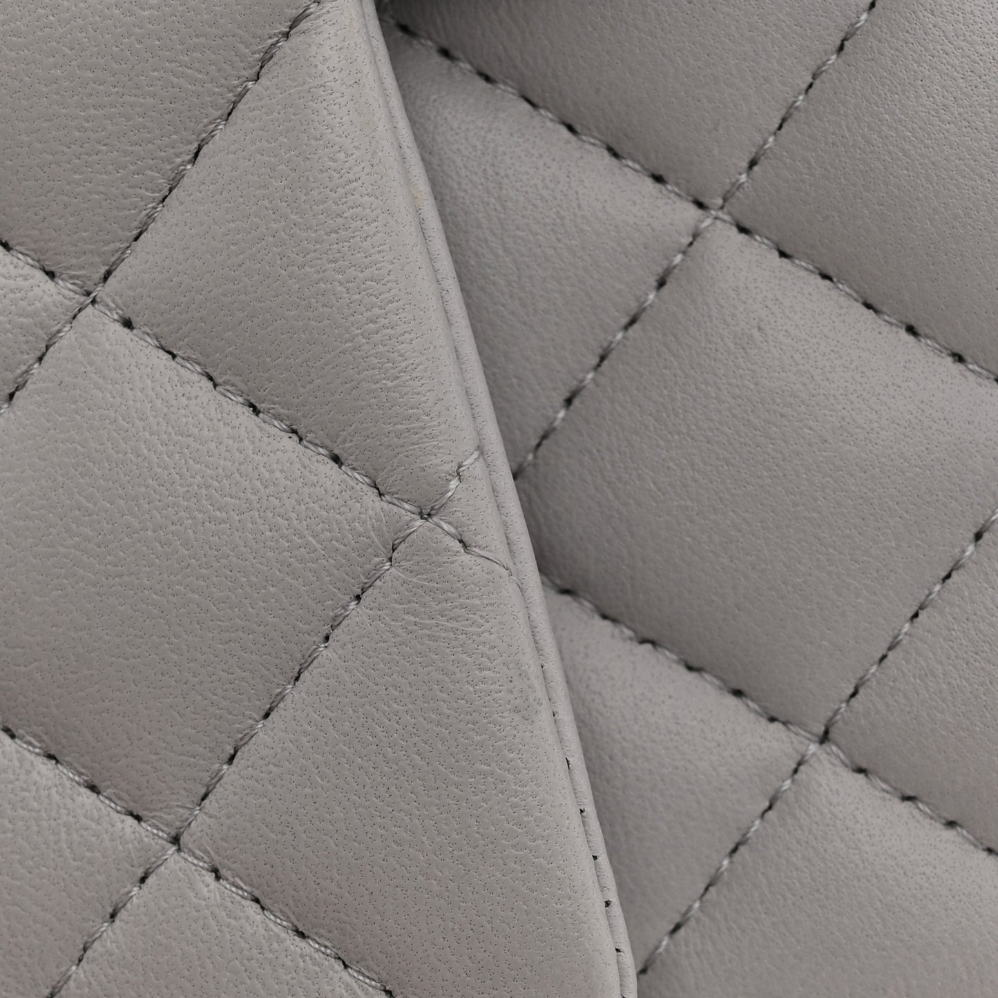 Lambskin Quilted Mini Top Handle Rectangular Flap Grey