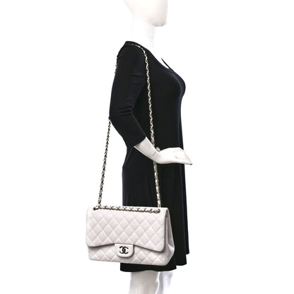 Chanel Caviar Quilted Jumbo Double Flap White 2 of 11