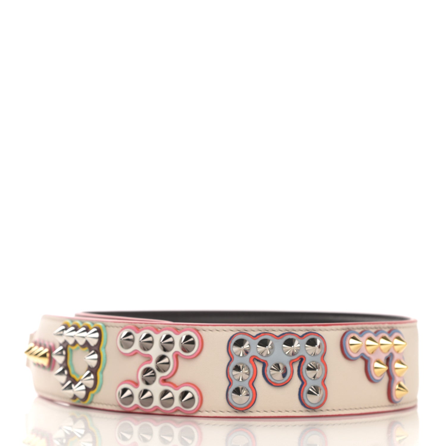 Fendi Vitello Dolce Fun Fair Metal Studded Strap You Camelia Multicolor 2 of 4