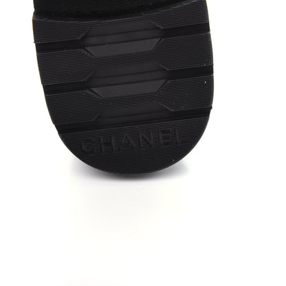 Chanel Shiny Goatskin Calfskin Quilted Lace Up Combat Boots 38 Black 9 of 10