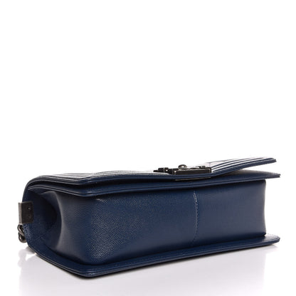 Chanel Caviar Quilted Medium Boy Flap Dark Blue 4 of 7