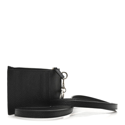 Balenciaga Grained Calfskin Paris Logo Cash Coin Card Holder On Keychain Black 3 of 10