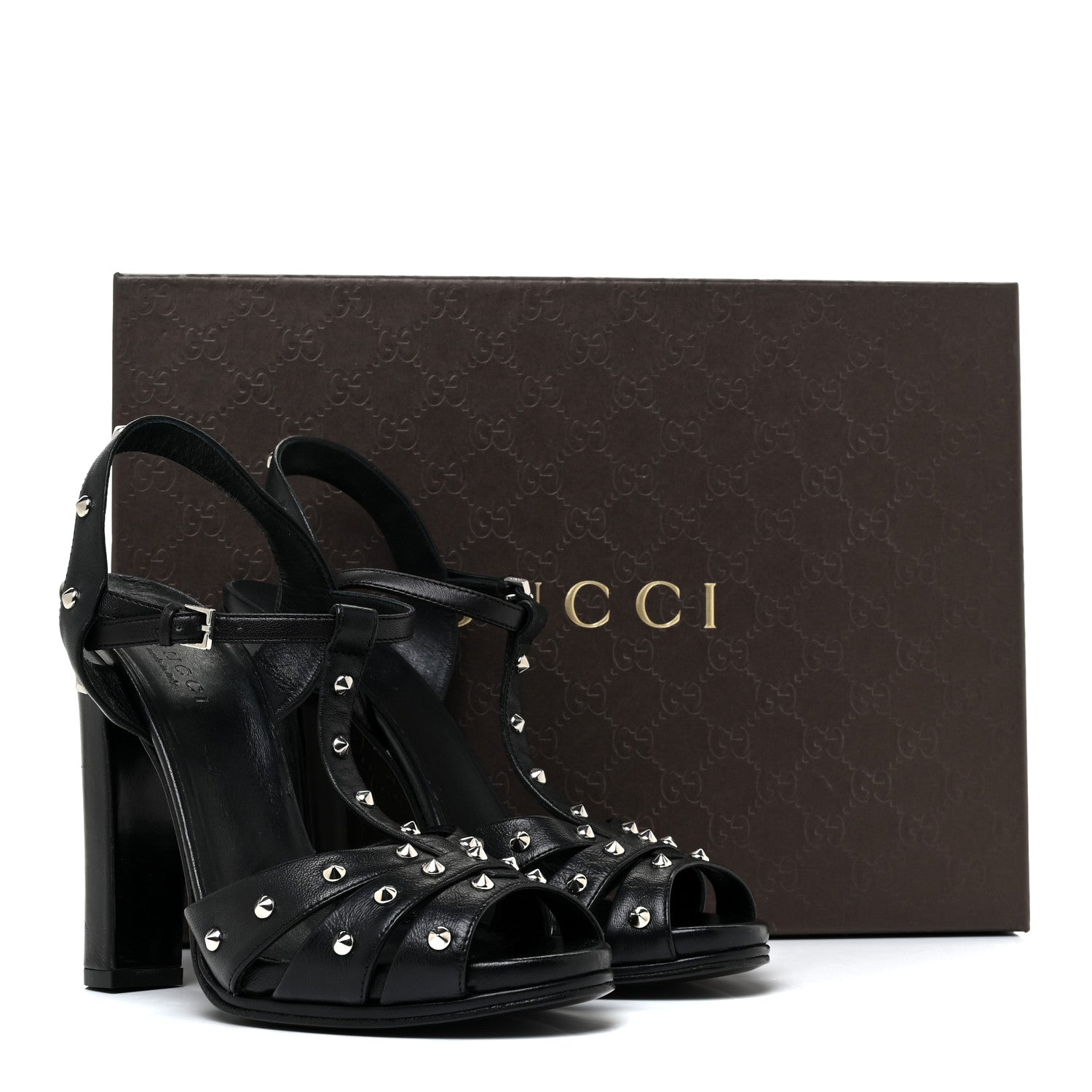 Gucci Nappa Studded Melville Sandals 37.5 Black 14 of 14