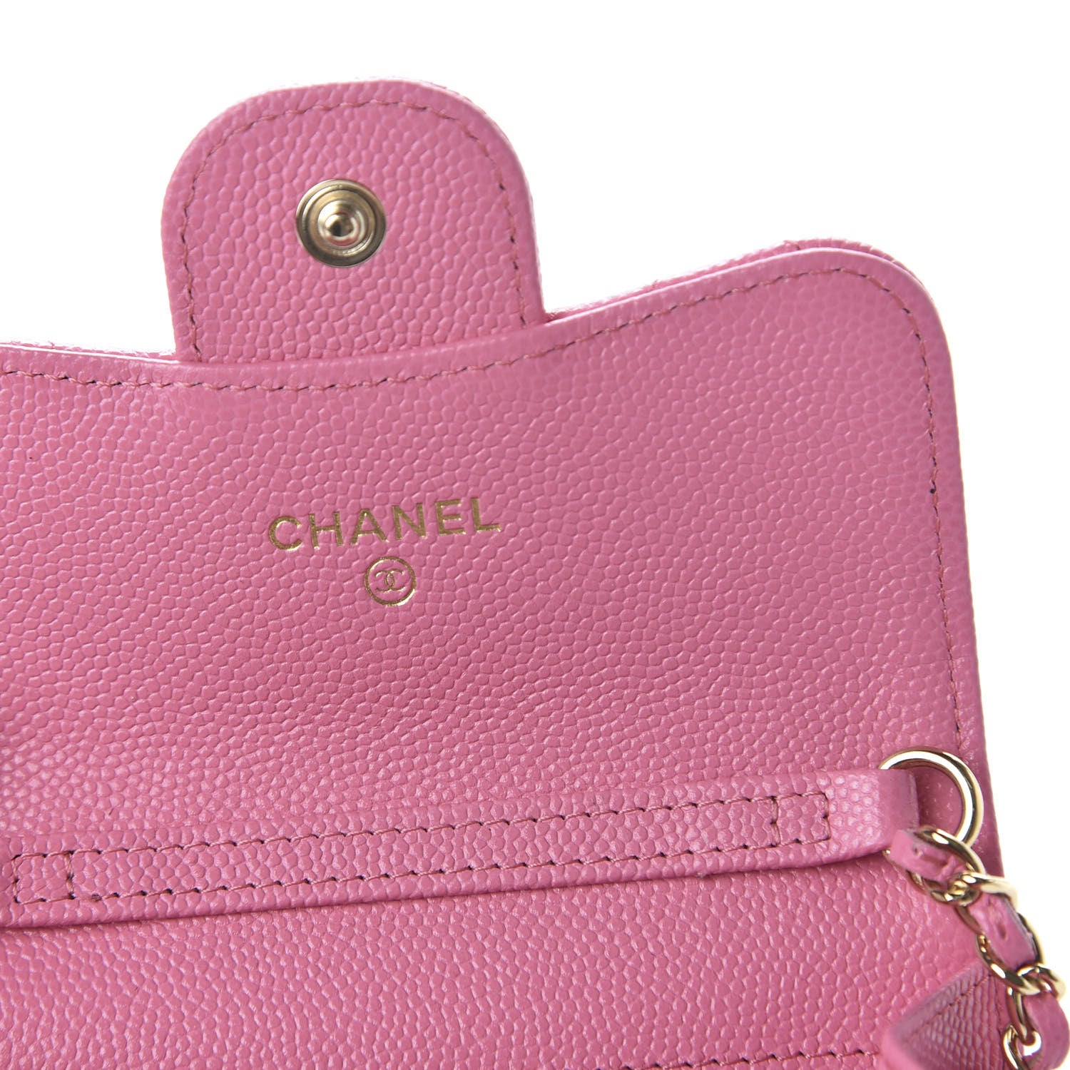Chanel Caviar Quilted Flap Card Holder On Chain Pink 8 of 11