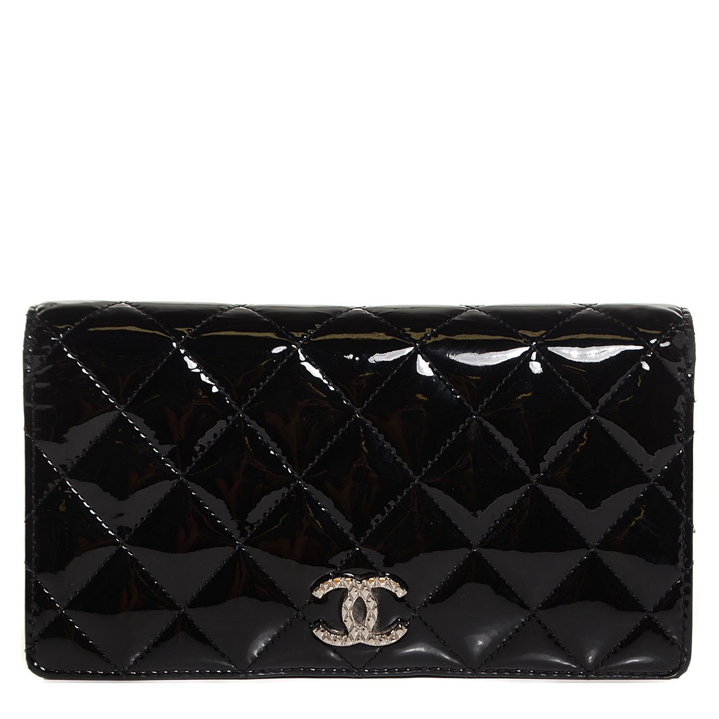 Patent Quilted Brilliant Yen Wallet Black