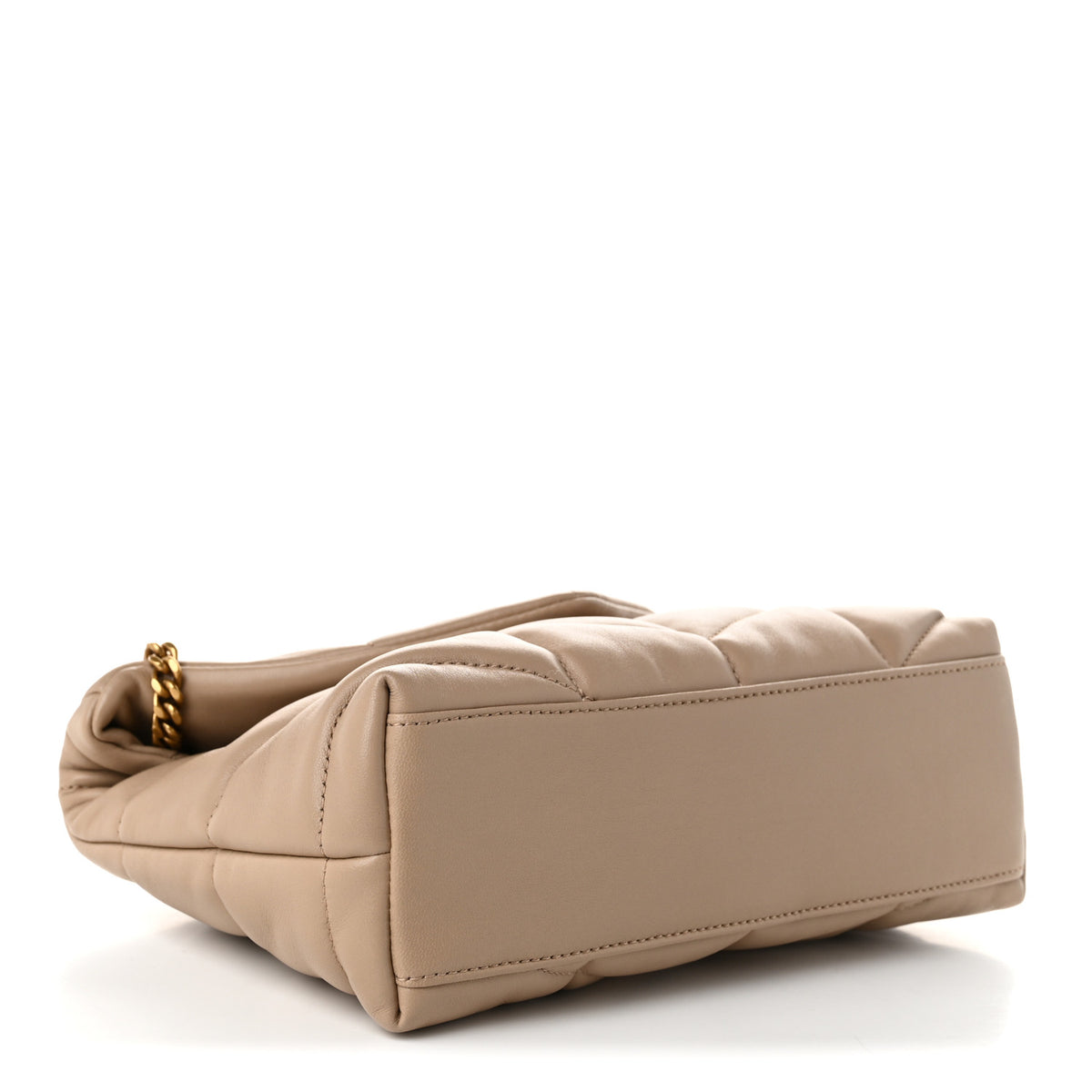 Saint Laurent Lambskin Quilted Toy Loulou Puffer Monogram Chain Satchel Dark Beige 4 of 10