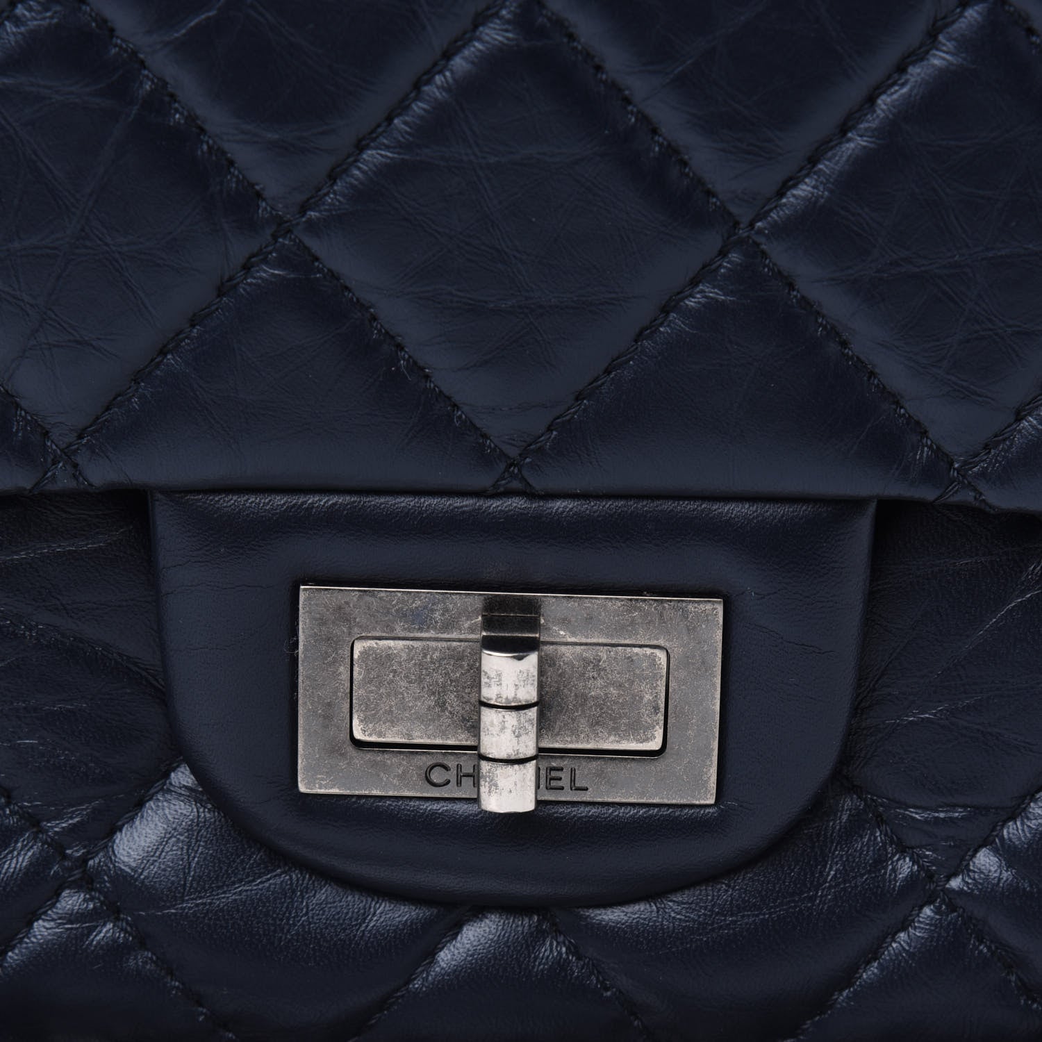 Chanel Aged Calfskin Quilted 2.55 Reissue 227 Flap Navy Blue 11 of 12