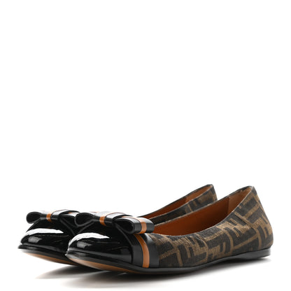 Fendi Zucca Ballerina Bow Flat 39.5 Tobacco Black 3 of 9