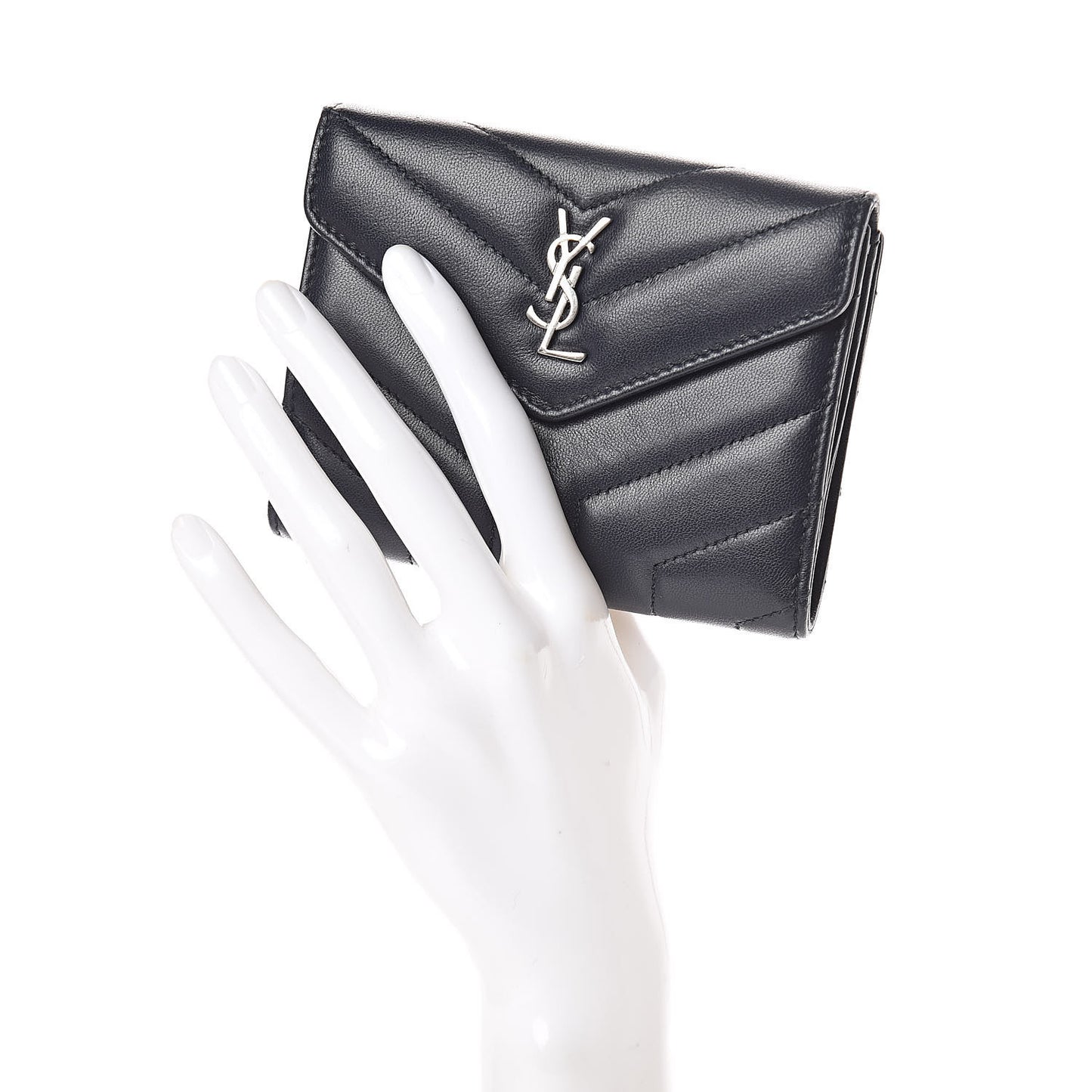 Lambskin Y Quilted Monogram Compact Loulou Wallet Deep Marine