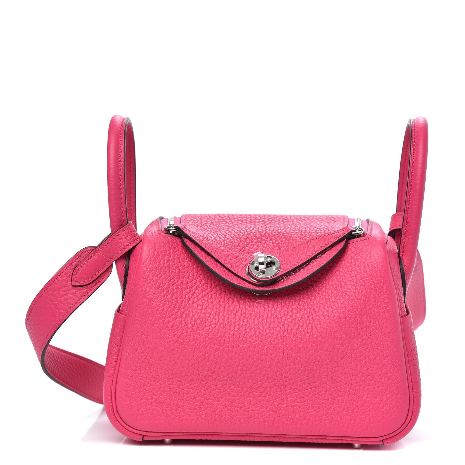 Hermes Taurillon Clemence Mini Lindy 20 Rose Shocking 1 of 9