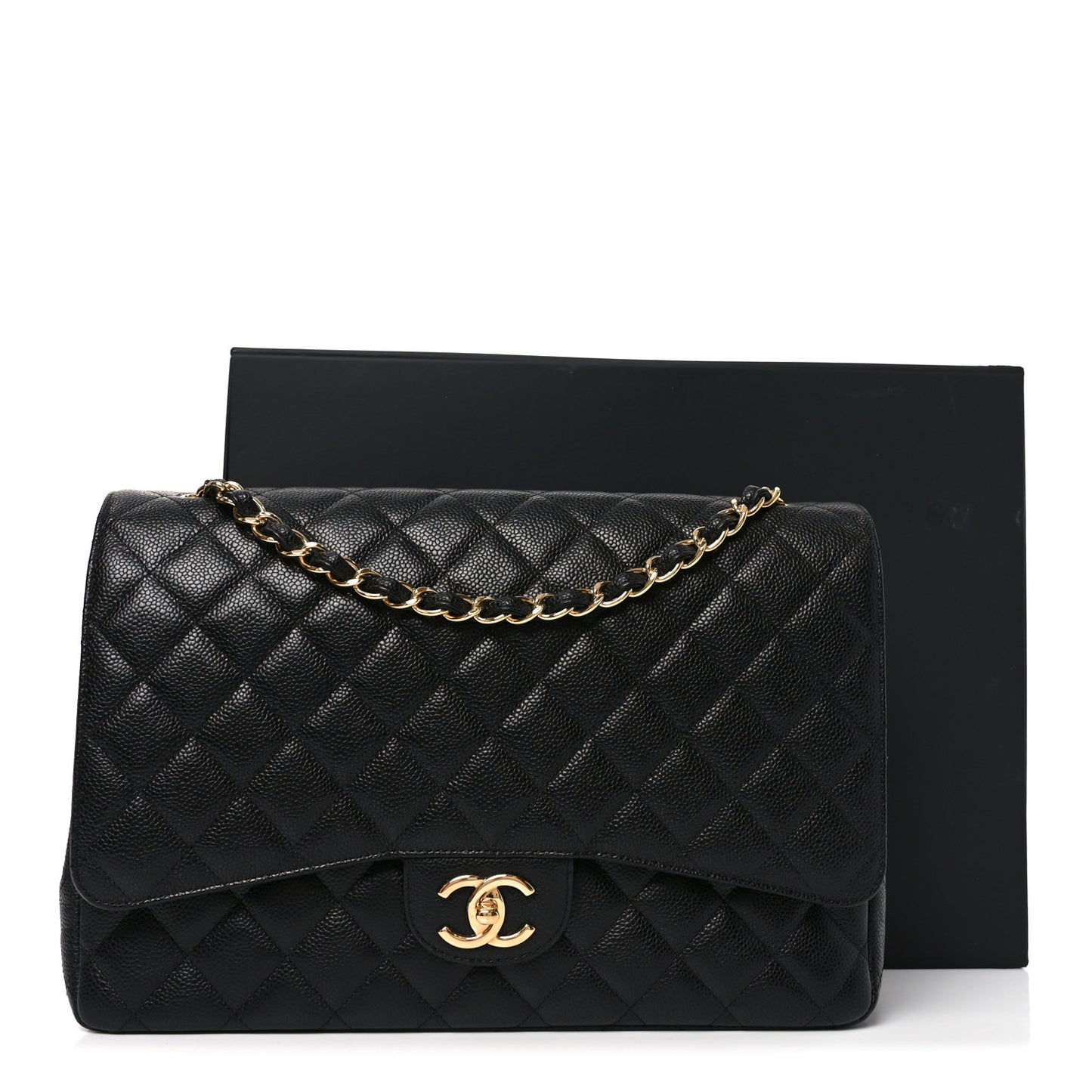 Caviar Quilted Maxi Double Flap Black