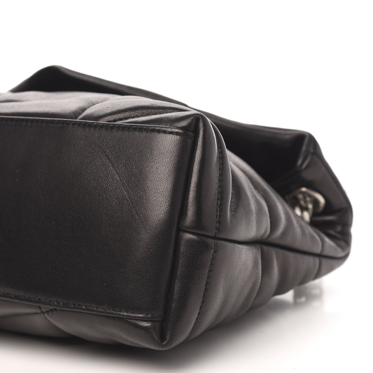 Saint Laurent Lambskin Quilted Small Loulou Puffer Monogram Chain Satchel Black 9 of 12