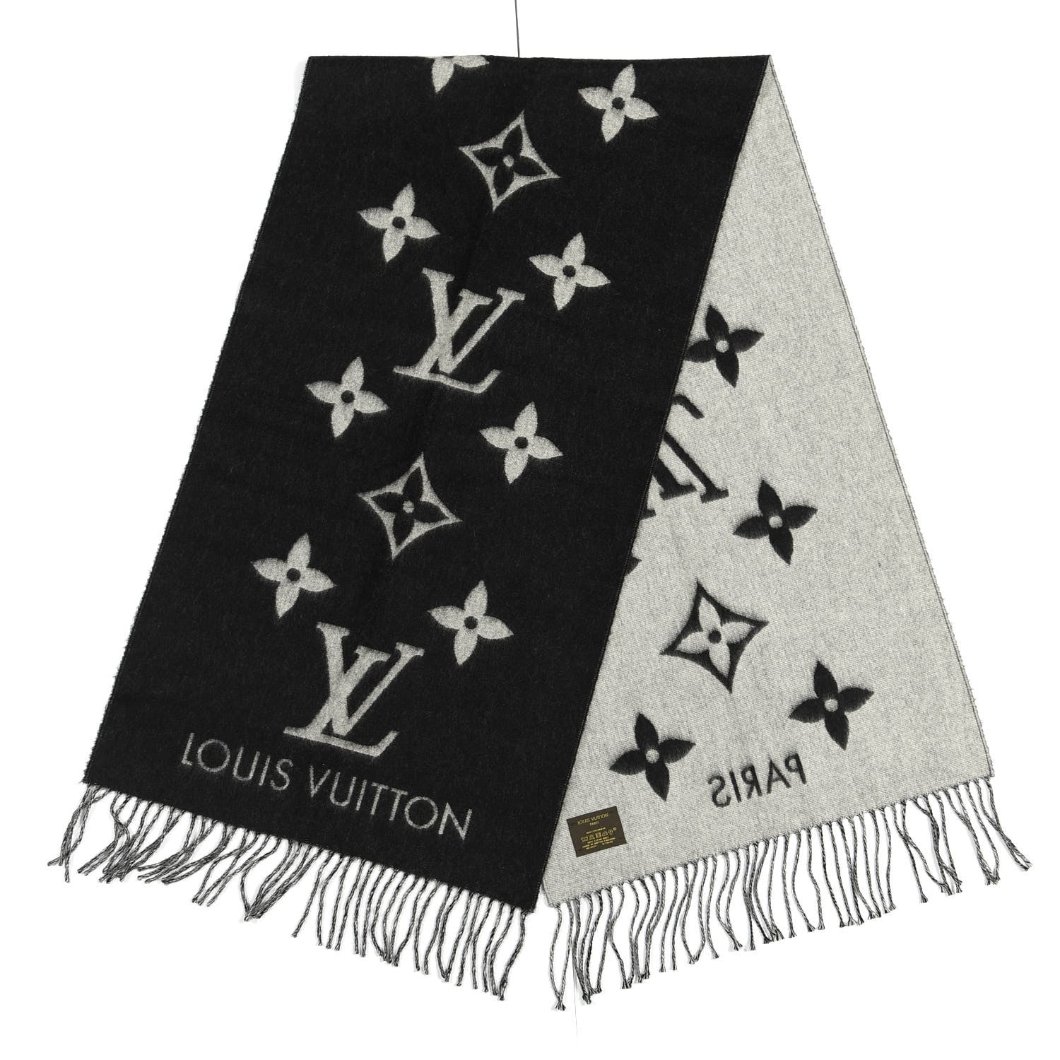 Louis Vuitton Cashmere Monogram Reykjavik Scarf Black 2 of 3