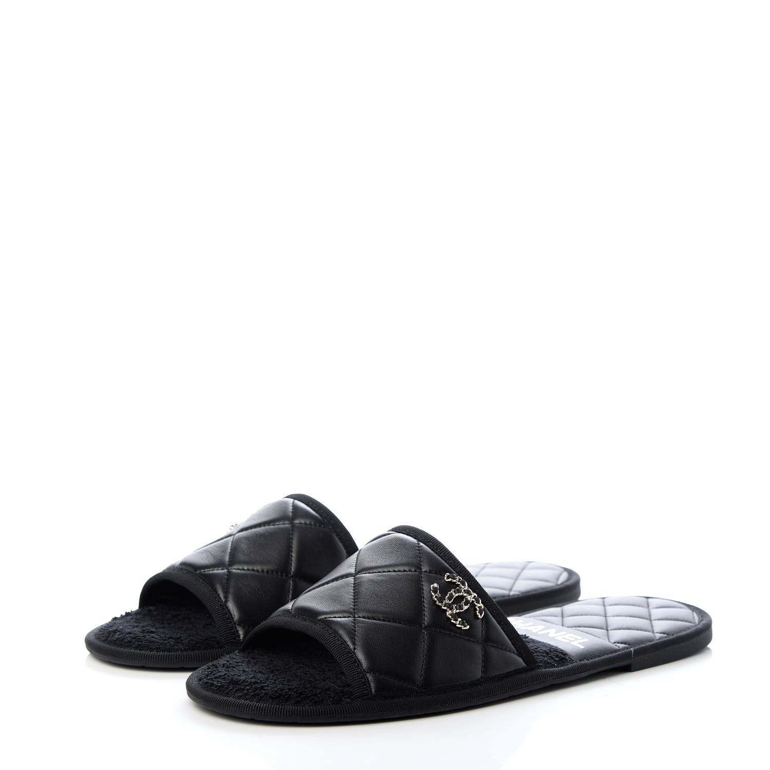 Chanel Lambskin Quilted CC Mules Sandals S Black 3 of 11
