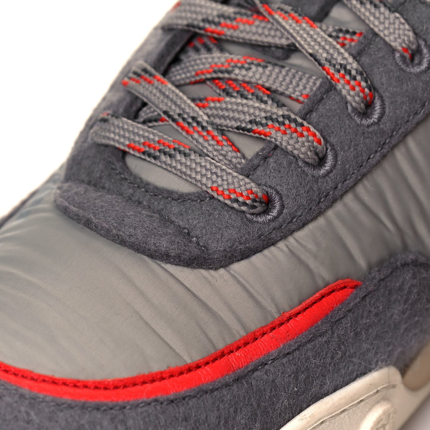 Wool Nylon Lambskin Suede Calfskin Womens Logo Sneakers 37.5 Grey Orange