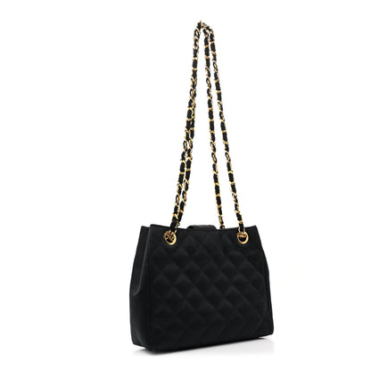 Chanel Satin Quilted Crystal CC Shoulder Bag Black 3 of 13