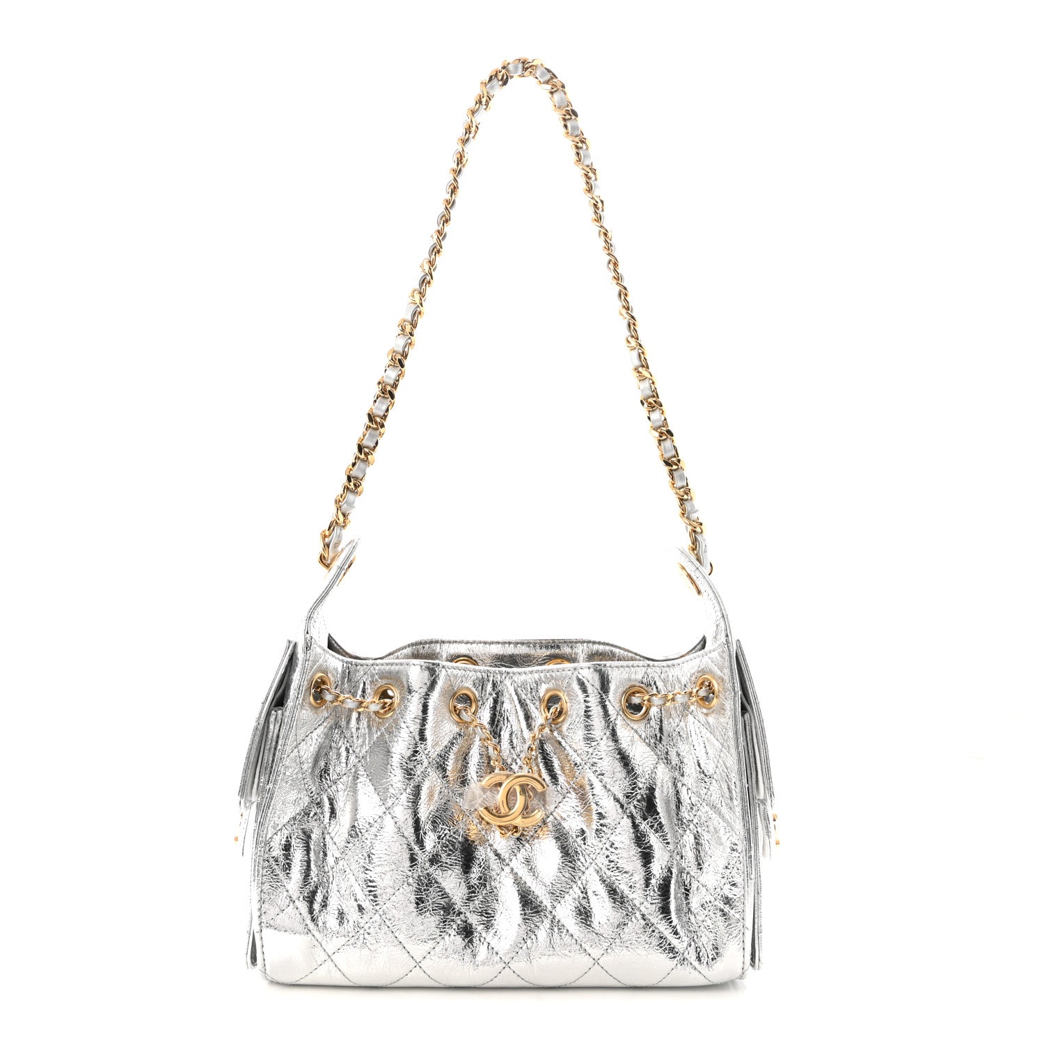 Chanel Metallic Aged Calfskin Quilted Mini Chanel 25 Handbag Silver 1 of 11