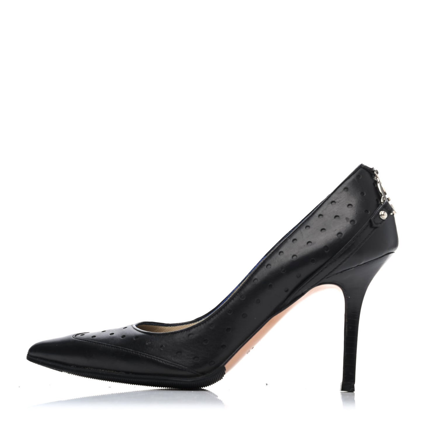 Calfskin Perforated GG Reins Pumps 37 Black