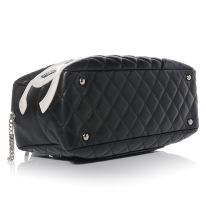 Chanel Calfskin Quilted Large Cambon Bowler Black White 4 of 9