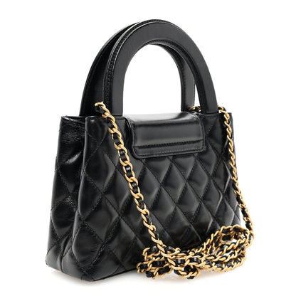 Chanel Shiny Aged Calfskin Quilted Nano Kelly Shopper Black 3 of 10