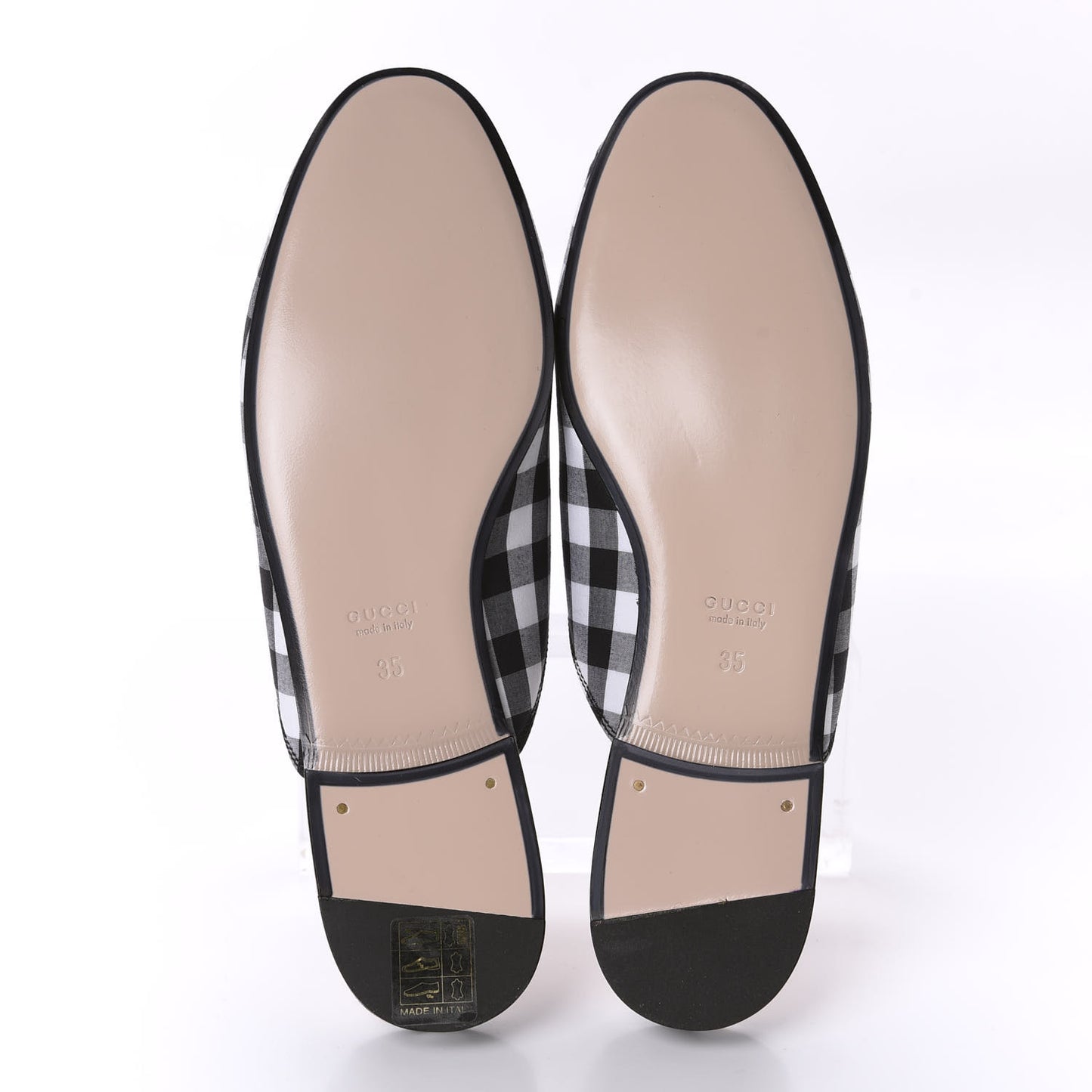 Cotton Gingham Womens Princetown Slippers 35 White Black