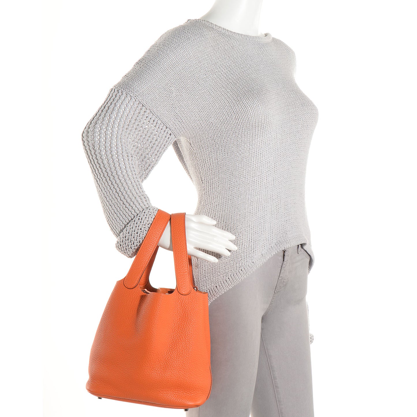 Taurillon Clemence Picotin Lock MM Orange