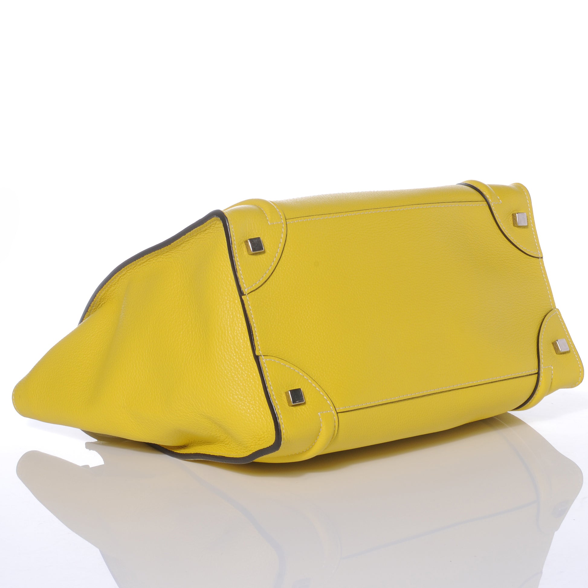 Celine Drummed Calfskin Mini Luggage Citron 5 of 8