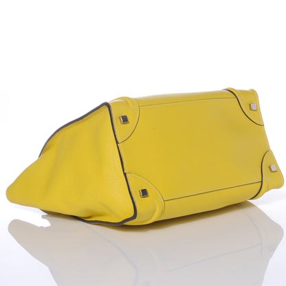 Celine Drummed Calfskin Mini Luggage Citron 5 of 8