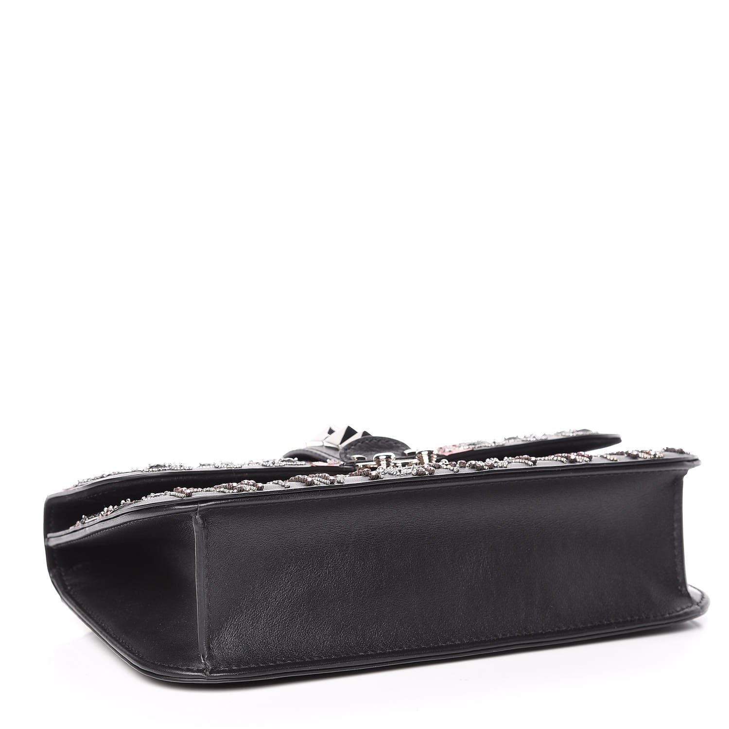 Valentino Garavani Vitello Crystal Loveblade Embellished Medium Glam Lock Rockstud Flap Black 4 of 12