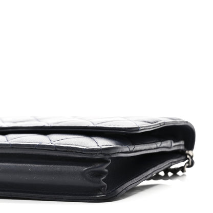 Chanel Lambskin Quilted Wallet On Chain WOC Navy Blue 11 of 11