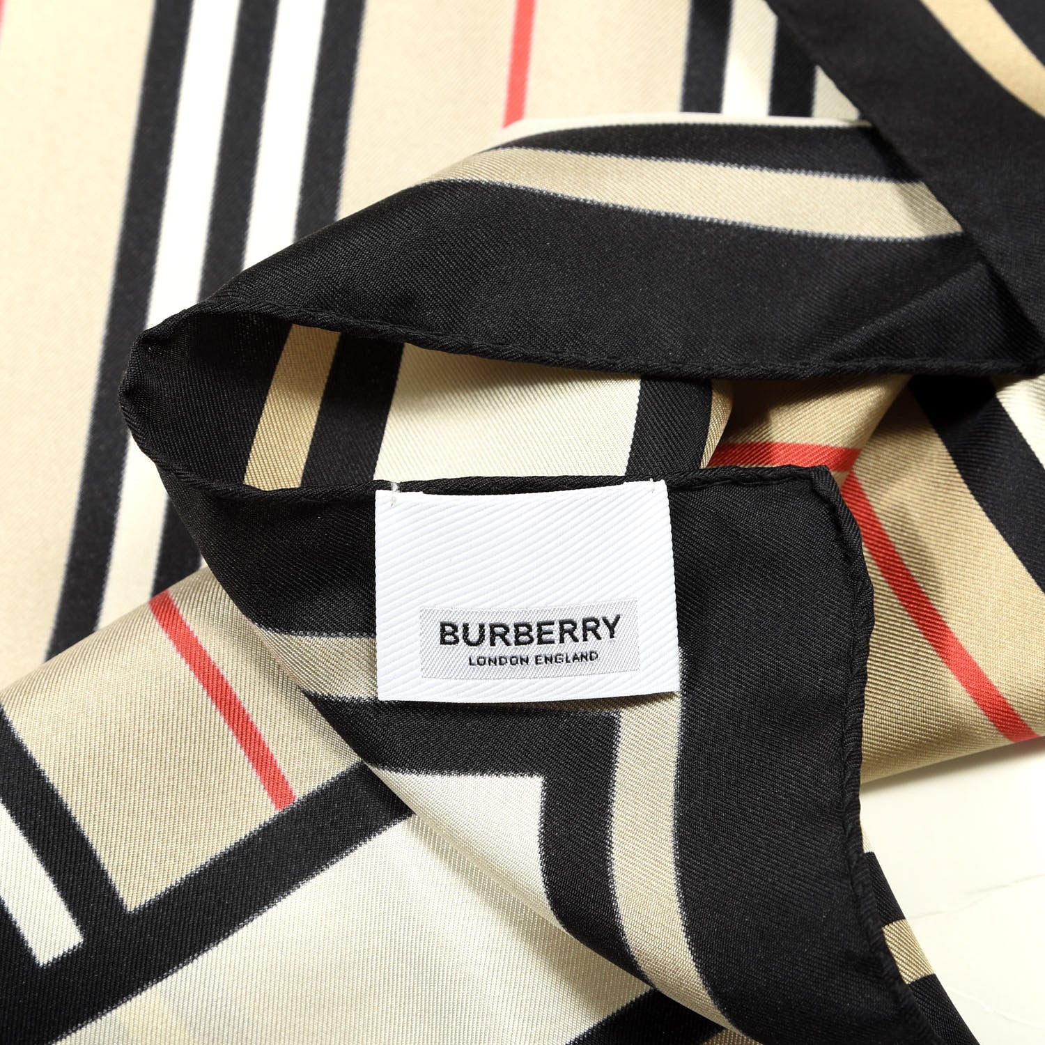 Burberry Silk Vintage Check Icon Stripe TB Monogram Print Scarf Archive Beige 3 of 3