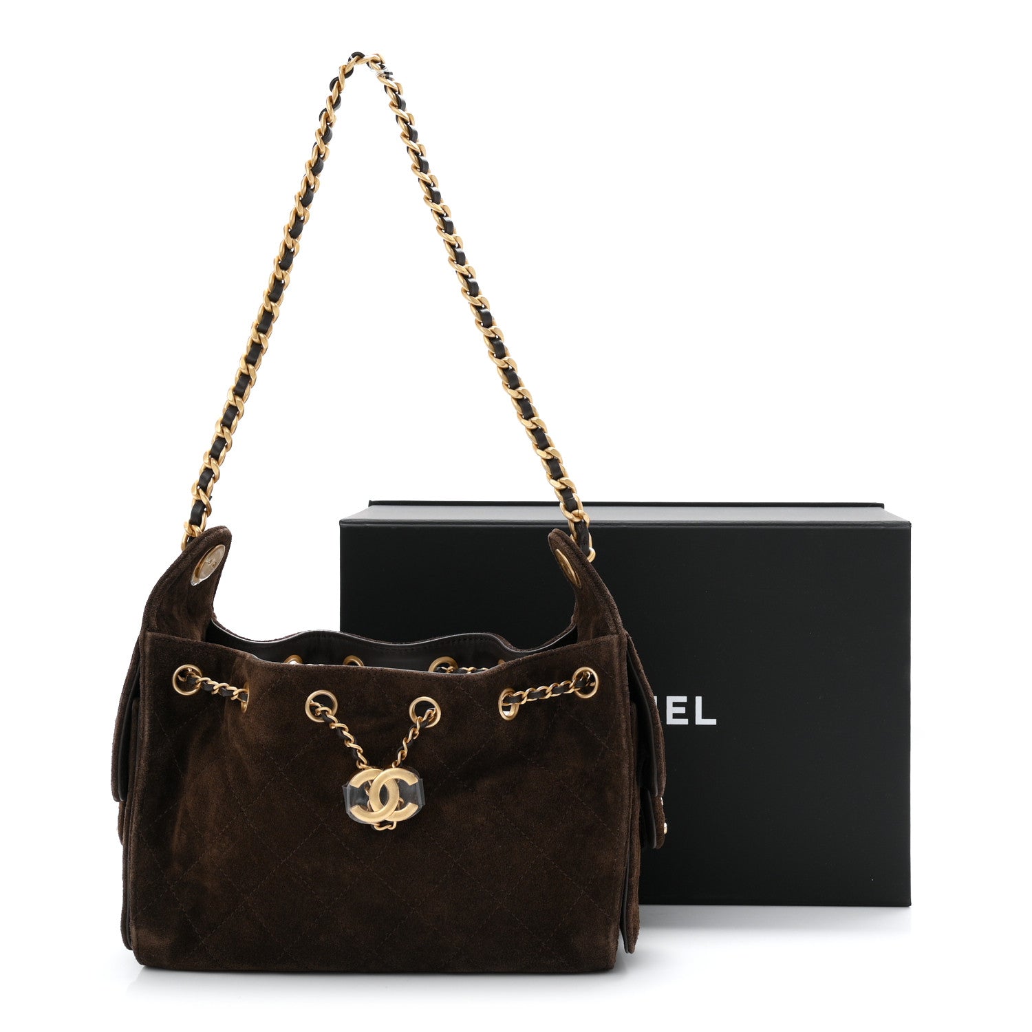 Chanel Suede Quilted Mini Chanel 25 Handbag Dark Brown 11 of 11