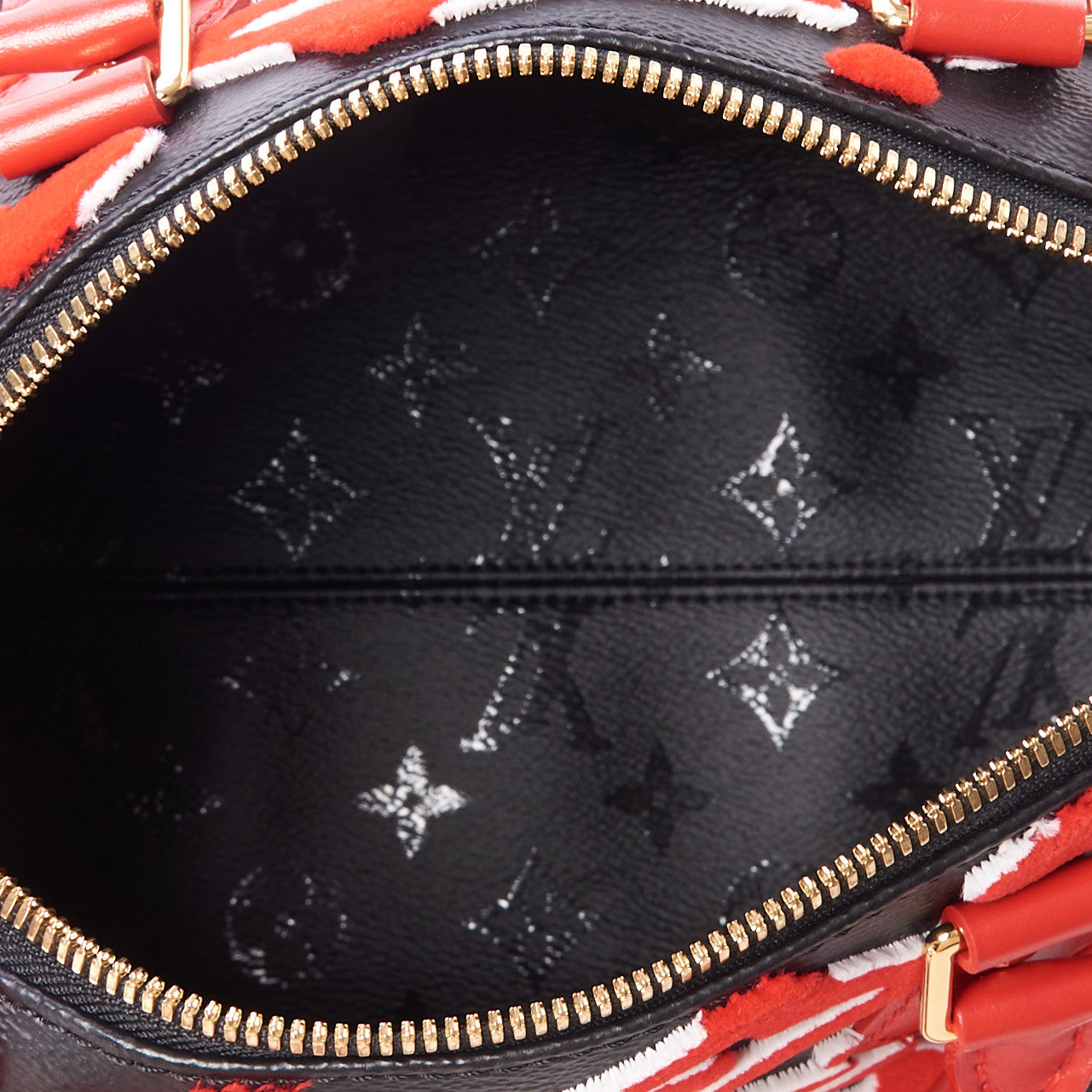 Louis Vuitton X UF Tufted Monogram Speedy Bandouliere 25 Black Red 6 of 7