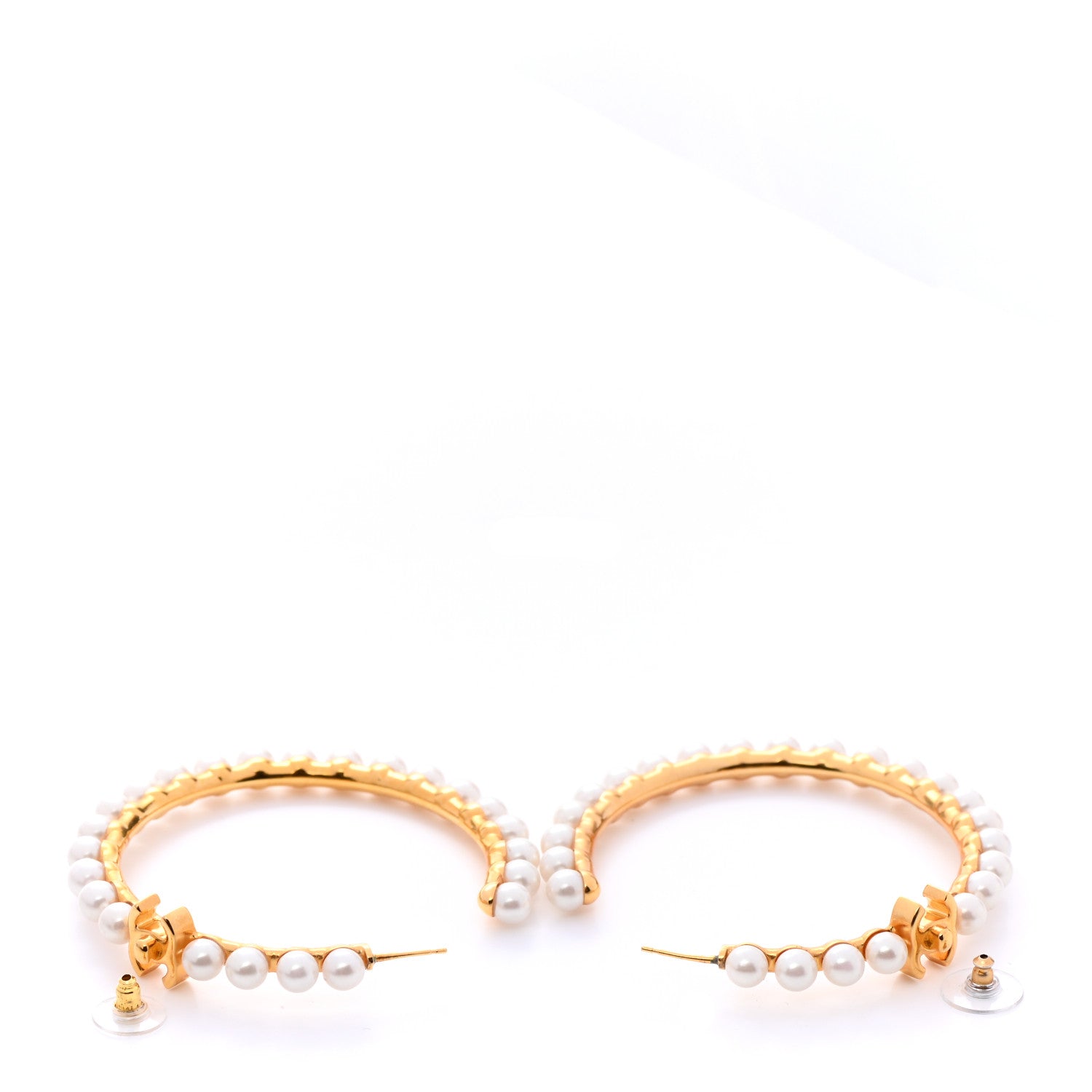 Chanel Pearl CC More Is More Hoop Earrings Gold 4 of 6