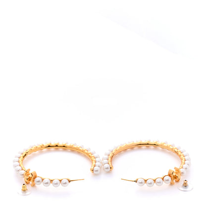 Chanel Pearl CC More Is More Hoop Earrings Gold 4 of 6
