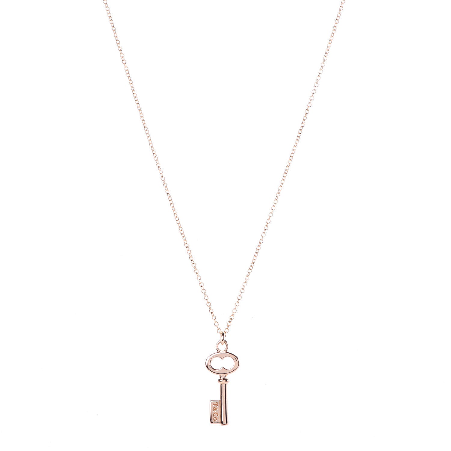 Tiffany 18K Rose Gold Mini Key Pendant Necklace 1 of 6