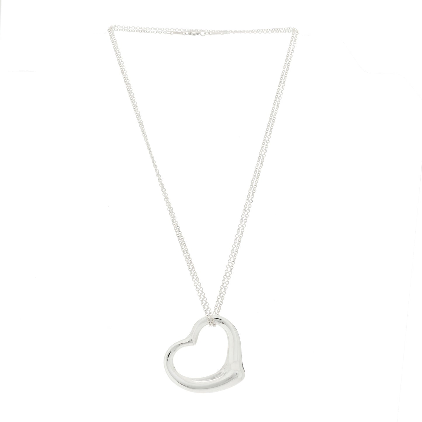 Sterling Silver 35mm Elsa Peretti Open Heart Pendant Necklace