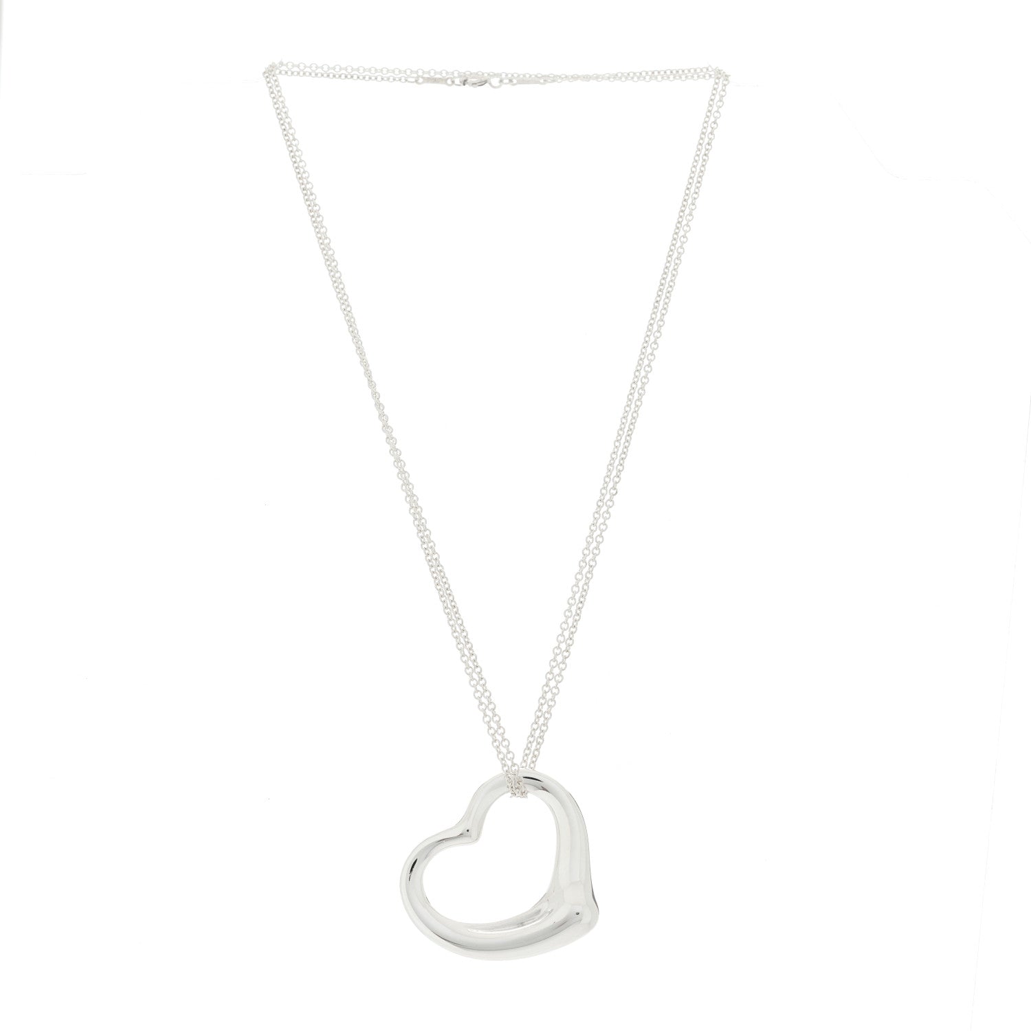 Tiffany Sterling Silver 35mm Elsa Peretti Open Heart Pendant Necklace 3 of 6